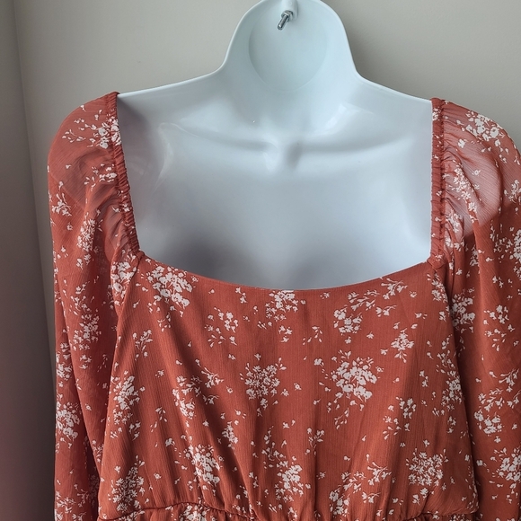 Inspired Hearts Plus Size 2X  Boho Flowy Tiered Sheer Ditsy Floral Summer Dress - Picture 10 of 14